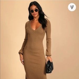 Lulus Ribbed Knit Maxi Sweater Dress NEW